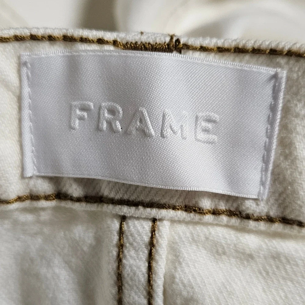 FRAME Le Italien Straight Jeans High Rise Ecru Denim 26 Clean Girl Quiet Luxury
